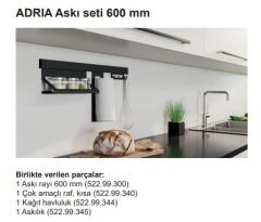 Hafele Adrıa Tezgah Arası Aksesuar Siyah 60cm