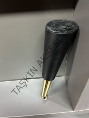 Paris Sert Plastik Ayak 24cm Siyah+Altın Komidin Koltuk Modern Tv Ünite Mobilya Dolap Şifonyer Ayağı Gold