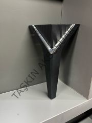 Empoli Sert Plastik Ayak 19-23cm Mat Siyah+Krom Komidin Koltuk Modern Tv Ünite Mobilya Dolap Şifonyer Ayağı Gümüş
