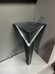 Empoli Sert Plastik Ayak 19-23cm Mat Siyah+Krom Komidin Koltuk Modern Tv Ünite Mobilya Dolap Şifonyer Ayağı Gümüş