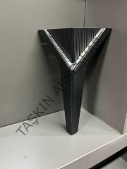Empoli Sert Plastik Ayak 19-23cm Mat Siyah+Krom Komidin Koltuk Modern Tv Ünite Mobilya Dolap Şifonyer Ayağı Gümüş