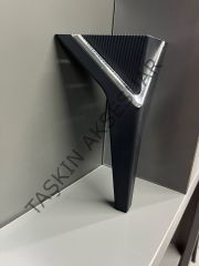 Empoli Sert Plastik Ayak 19-23cm Mat Siyah+Krom Komidin Koltuk Modern Tv Ünite Mobilya Dolap Şifonyer Ayağı Gümüş