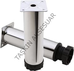 Ayarlı Metal Boru Ayak 8-10-12-13-15-16-18-19-20-23-24-25cm Krom Çapı 42mm Ayarlı Orta Gümüş Mobilya Ayağı Dolap Koltuk Tv Ünite Komidin Şifonyer