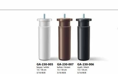 Sert Plastik Orta Ayak 13-18cm M8 Somunlu Ayarlı Siyah ve Beyaz Mobilya Ayağı Dolap Koltuk Tv Ünite Komidin Şifonyer
