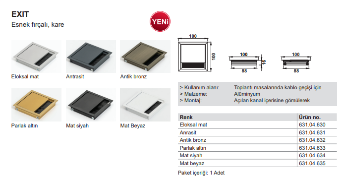 Hafele EXIT Kablo kanalı 100x100mm