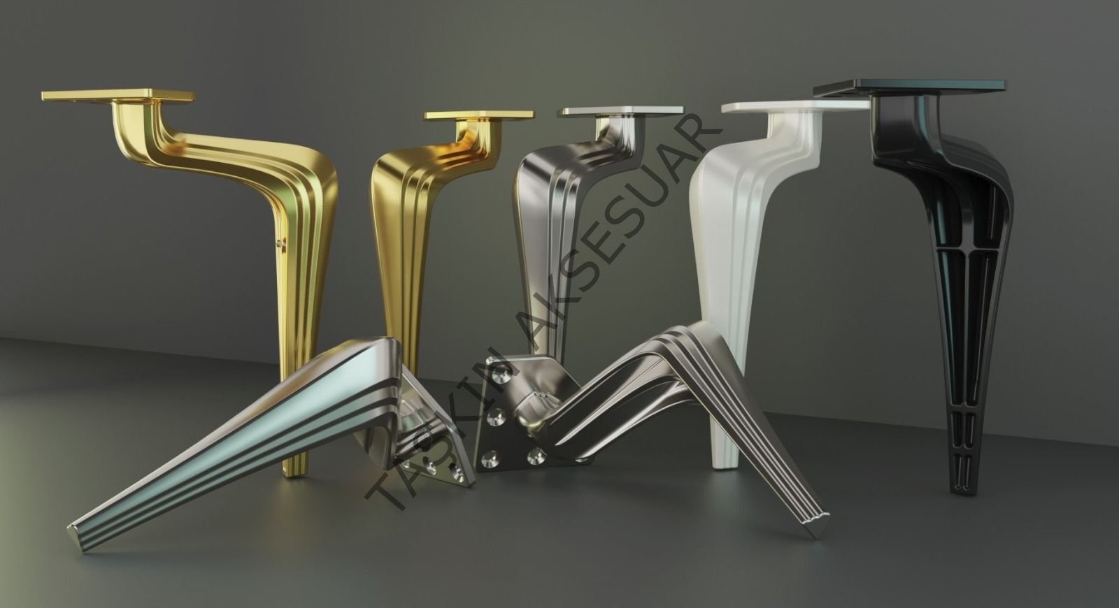 Viena Metal Ayak 16-20cm Altın Krom Modern Mobilya Ayağı Koltuk Komidin Puf Dolap Tv Ünite Gümüş Gold