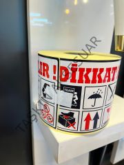 100x200mm Dikkat Kırılır Etiket Kırmızı Renkli Attention Koli Barkodu 10x20cm (450 Sarım) 1 Adet