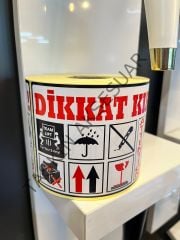 100x200mm Dikkat Kırılır Etiket Kırmızı Renkli Attention Koli Barkodu 10x20cm (450 Sarım) 1 Adet