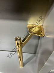 Slide Sng Metal Ayak 14-20-25cm Antın Uzun Tapa Kısa Pabuç Modern Mobilya Ayağı Koltuk Dolap Komidin Tv Ünite Şifonyer Kitaplık Puf Gold