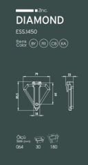 Emaks Diamond Metal Kulp Mat Siyah 64mm Modern Mobilya Kulbu