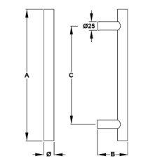 Hafele STEVEN Çekme Kapı Kolu Ø30x1500mm