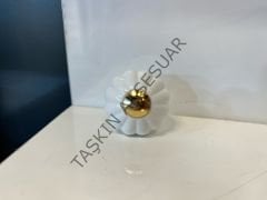 Kristal Papatya Metal Düğme Kulp Altın Beyaz Dolap Kapak Çekmece Komidin Tv Ünite Modern Mobilya Kulbu Tek Delikli