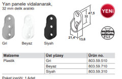 Hafele Askı Borusu Flanşı Oval Mat Beyaz Plastik 21,4mm