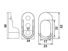 Hafele Askı Borusu Flanşı Oval Mat Siyah Plastik 25 mm