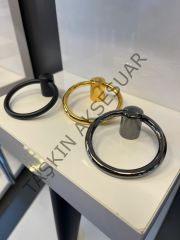 Lüx Pera Halka Sarkaç Metal Düğme Kulp Altın Füme Mat Siyah Renk Dolap Kapak Modern Çekmece Tv Ünite Mobilya Tek Delik Gold