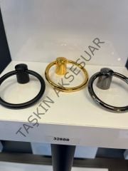 Lüx Pera Halka Sarkaç Metal Düğme Kulp Altın Füme Mat Siyah Renk Dolap Kapak Modern Çekmece Tv Ünite Mobilya Tek Delik Gold