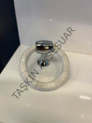 Bambu Halka Sarkaç Metal+Sert Plastik Düğme Kulp Krom+Beyaz Renk Dolap Kapak Modern Çekmece Tv Ünite Mobilya Tek Delik Komidin
