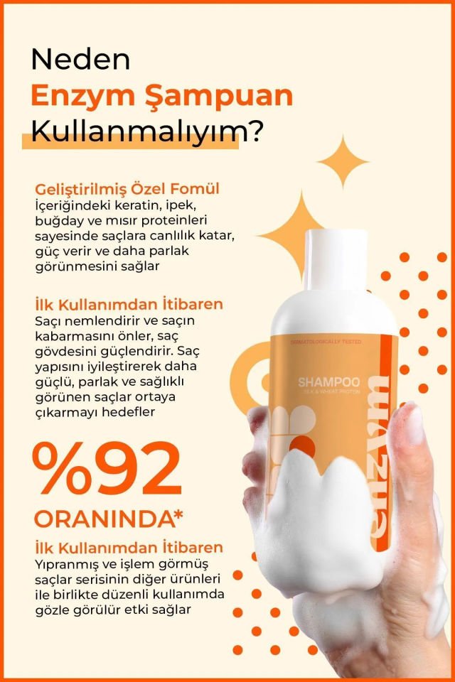 ENZYM COSMETICS Kuru, Yıpranmış Ve Işlem Görmüş Saçlar Için Saç Bakım Şampuanı 400 ml