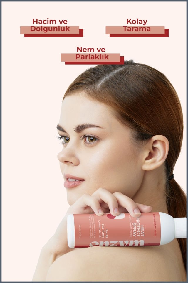 ENZYM COSMETICS Isı ve güneş koruyucu etkili saç spreyi 200 ml (keratin + hidrolize pirinç proteini)