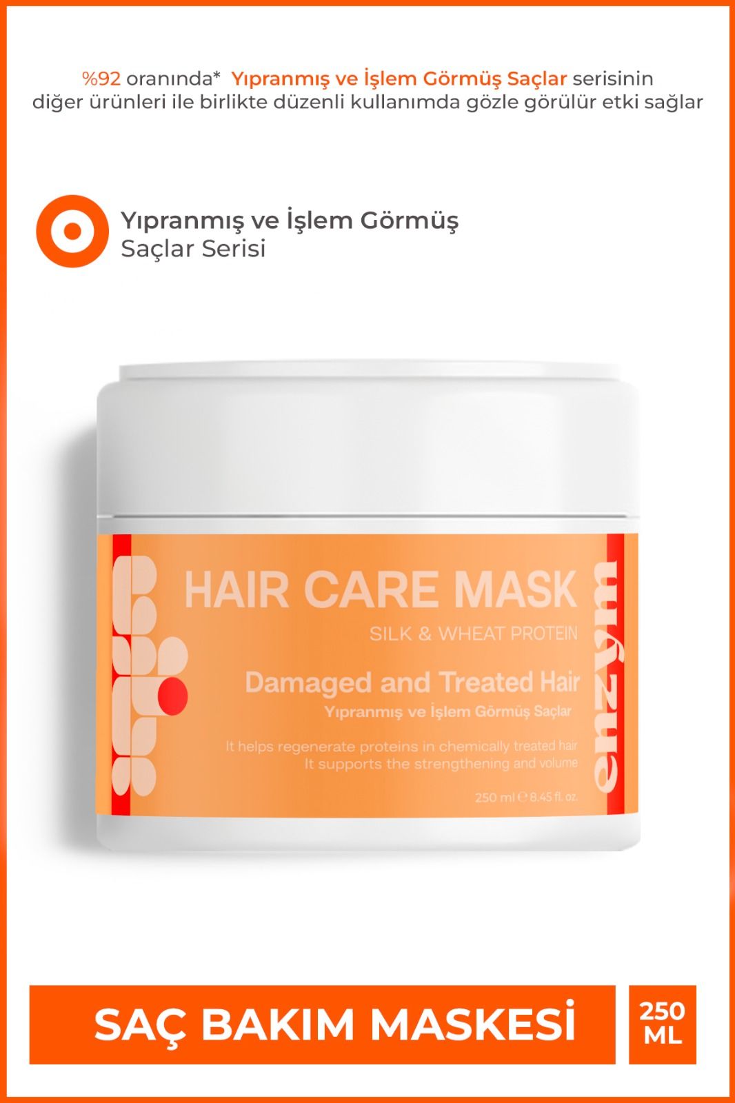ENZYM COSMETICS Kuru, Yıpranmış Ve Işlem Görmüş Saçlar Için Saç Bakım Maskesi 250 ml