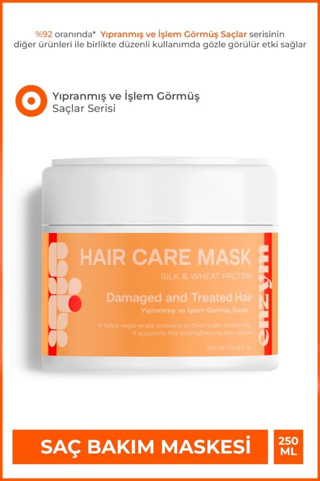 ENZYM COSMETICS Kuru, Yıpranmış Ve Işlem Görmüş Saçlar Için Saç Bakım Maskesi 250 ml