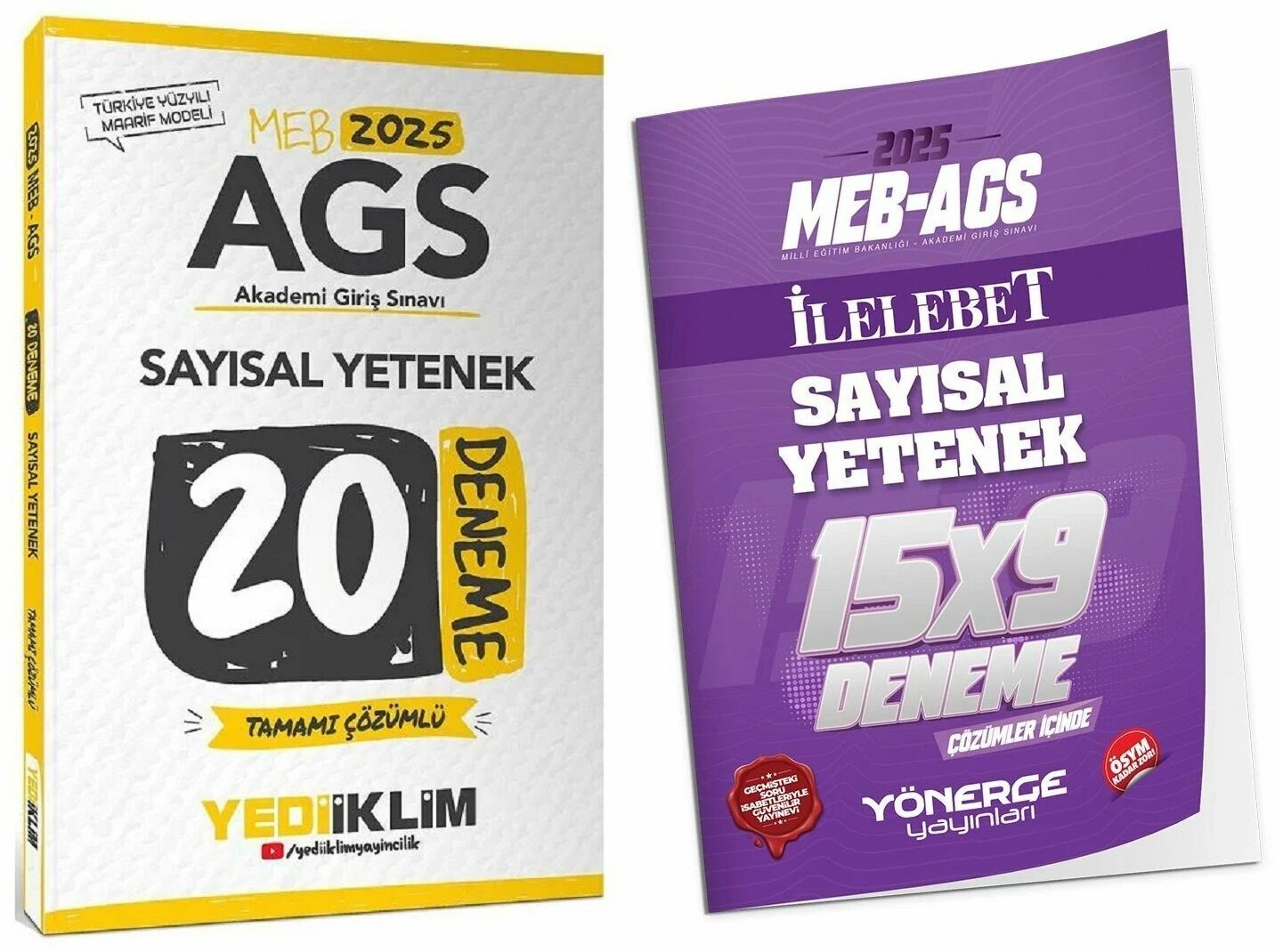 Yediiklim + Yönerge 2025 MEB-AGS Sayısal Yetenek 20+9 Deneme 2 li Set Yediiklim + Yönerge Yayınları