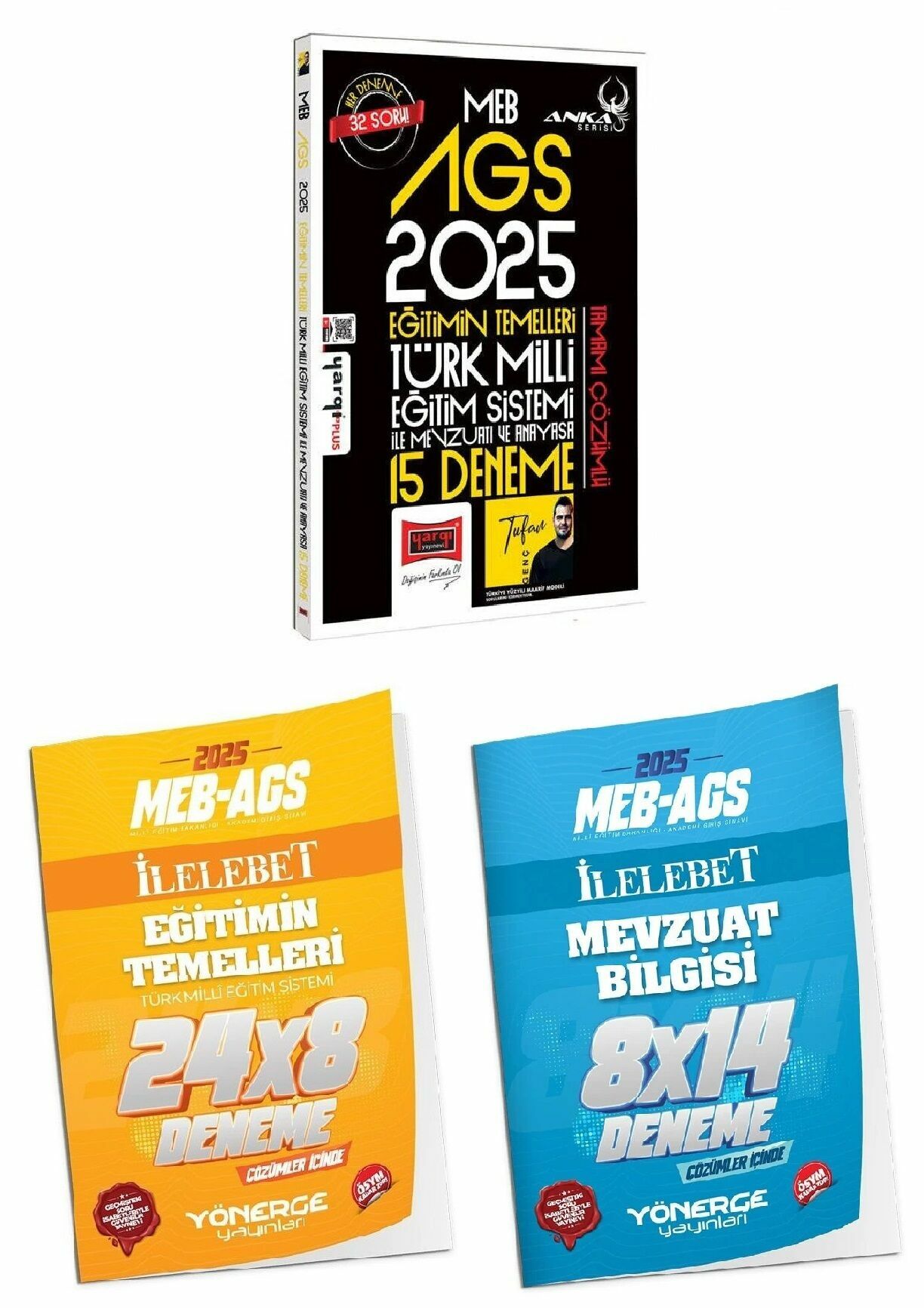 Yargı + Yönerge 2025 MEB-AGS Eğitimin Temelleri, Türk Milli Eğitim Sistemi İle Mevzuatı ve Anayasa 15+22 Deneme 3 lü Set