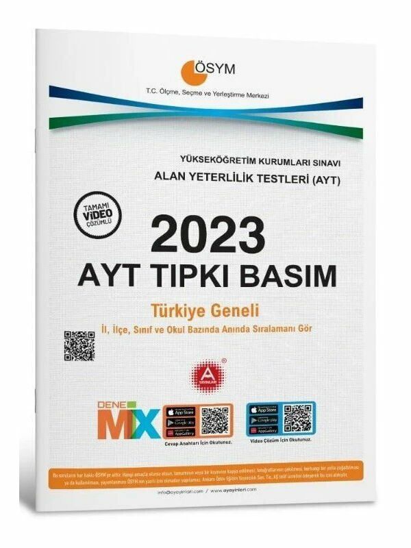 A Yayınları 2023 YKS AYT Tıpkı Basım Çıkmış Sorular A Yayınları