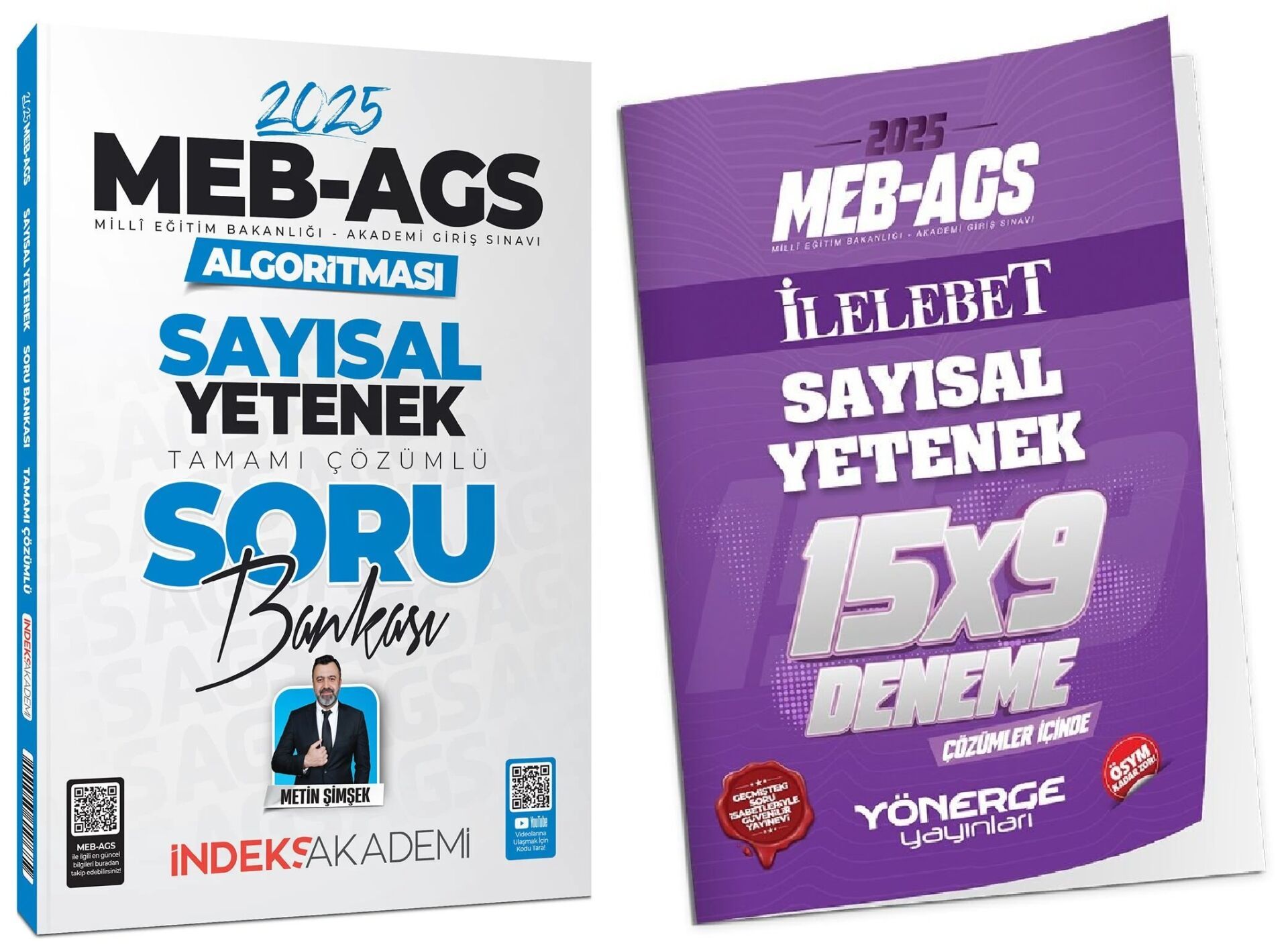 İndeks + Yönerge 2025 MEB-AGS Algoritması Sayısal Yetenek Soru Bankası + 9 Deneme 2 li Set
