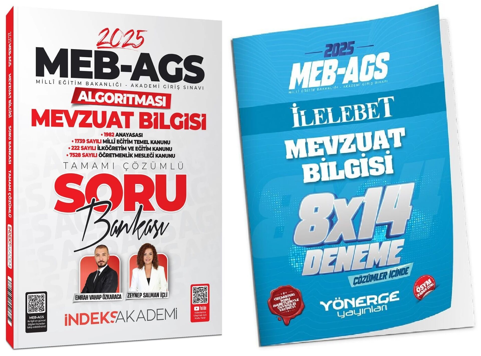 İndeks + Yönerge 2025 MEB-AGS Algoritması Mevzuat Bilgisi Soru Bankası + 8 Deneme 2 li Set