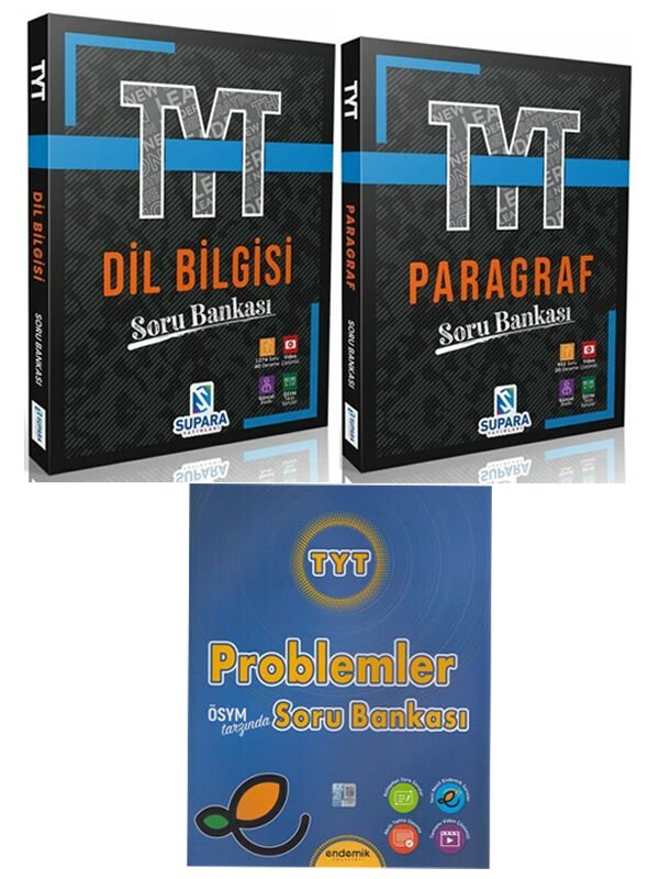 Supara Yayınları TYT Paragraf Dil Bilgisi ve Endemik Problem Soru Bankası 3 Kitap Set