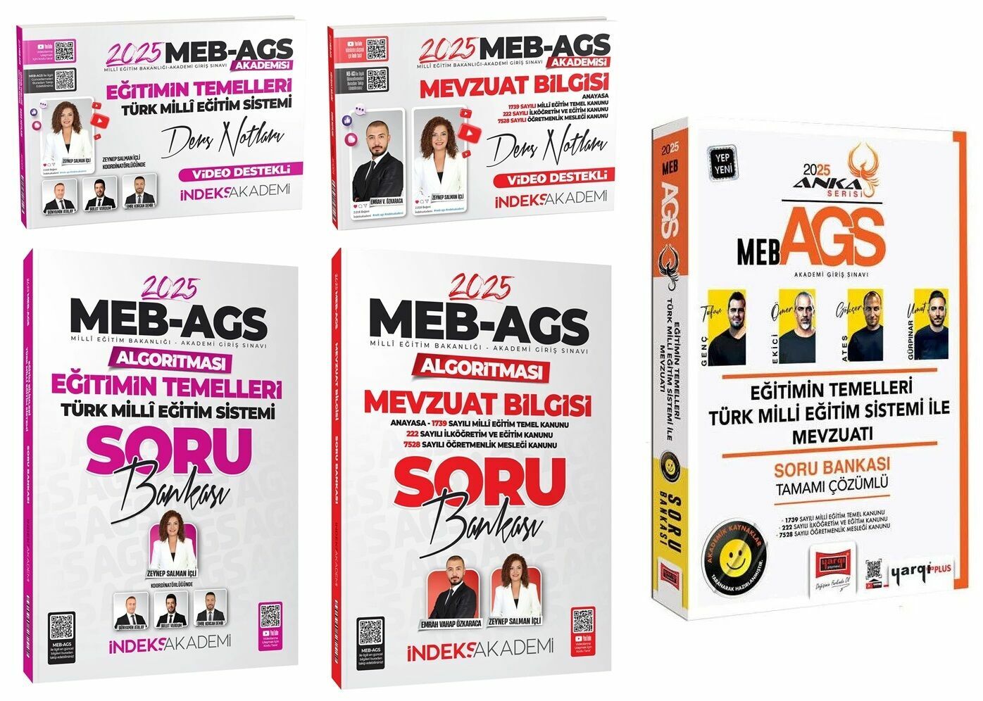 Yargı + İndeks Akademi 2025 MEB-AGS Eğitimin Temelleri + Mevzuat Bilgisi Ders Notları + Soru Bankası 5 li Set