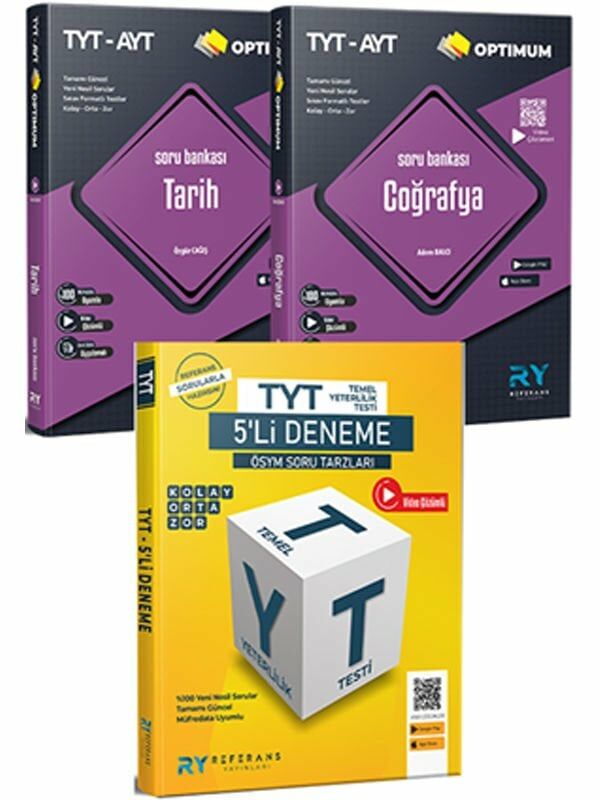 TYT AYT Tarih Coğrafya Video Çözümlü Soru Bankası ve TYT 5 li Deneme Seti Referans Yayınları