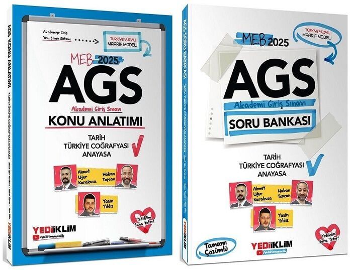 Yediiklim 2025 MEB-AGS Tarih, Türkiye Coğrafyası, Anayasa Konu Anlatımı + Soru Bankası 2 li Set
