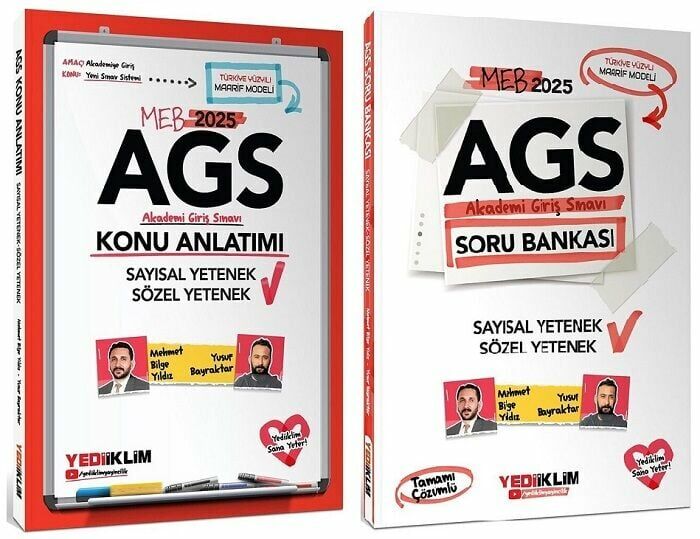 Yediiklim 2025 MEB-AGS Sözel-Sayısal Yetenek Konu Anlatımı + Soru Bankası 2 li Set