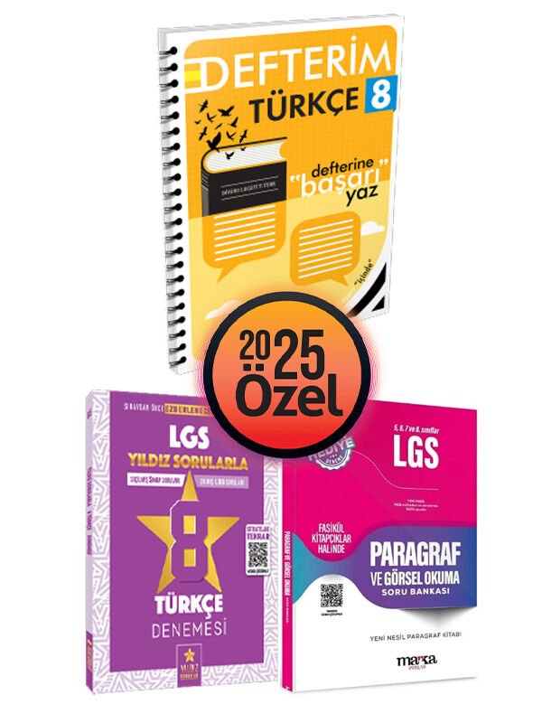 Marka Yayınları LGS Paragraf Soru Bankası Yıldız Türkçe Deneme ve Arı LGS Türkçe Defterim 3 Kitap