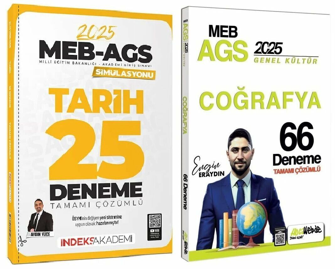 HocaWebde + İndeks 2025 MEB-AGS Türkiye Coğrafyası + Tarih 66+25 Deneme 2 li Set - Engin Eraydın, Aydın Yüce HocaWebde Yayınları