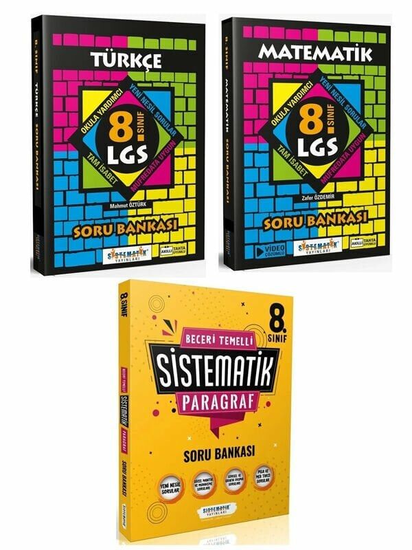 Sistematik LGS Türkçe Matematik ve Paragraf Soru Bankası 3 Kitap Set