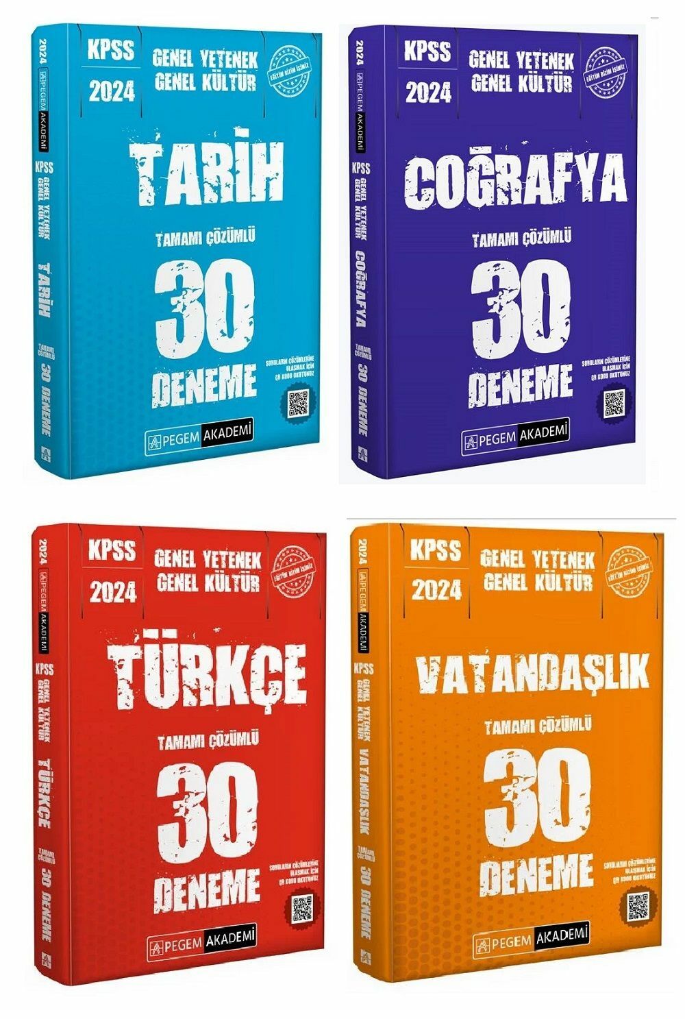 Pegem 2024 KPSS Türkçe+Tarih+Coğrafya+Vatandaşlık 120 Deneme 4 lü Set Pegem Akademi