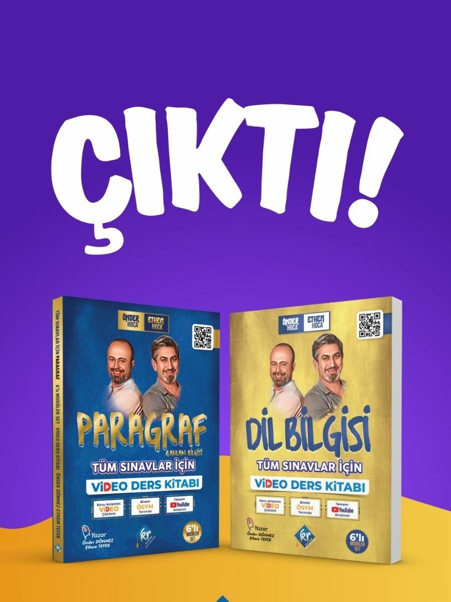 Kr Akademi Önder Hoca & Ethem Hoca Tüm Sınavlar İçin Dil Bilgisi ve Paragraf Video Ders Kitabı 2 Kitap Set