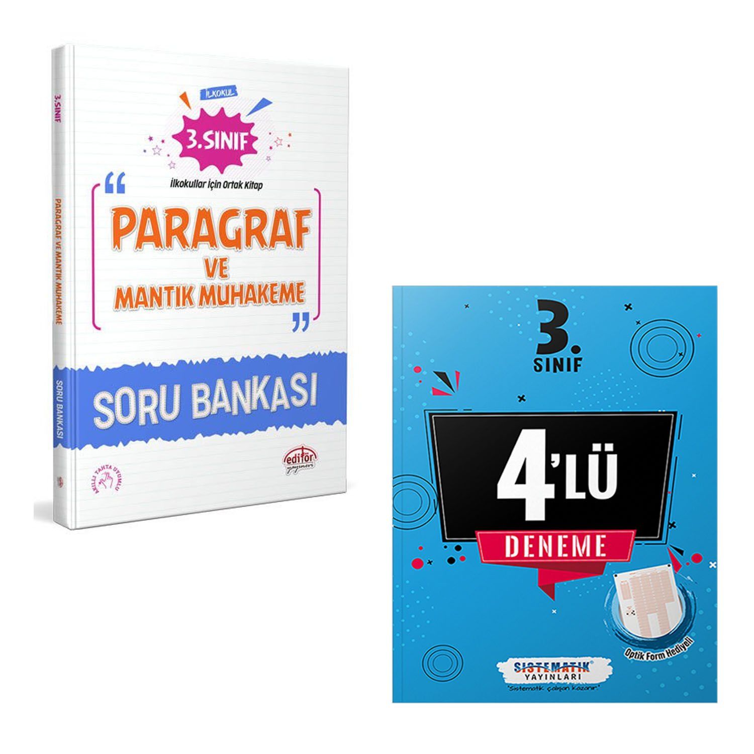 Editör 3. Sınıf Paragraf ve Mantık Muhakeme Soru Bankası ve Sistematik Yayınları 3.Sınıf 4 lü Denem