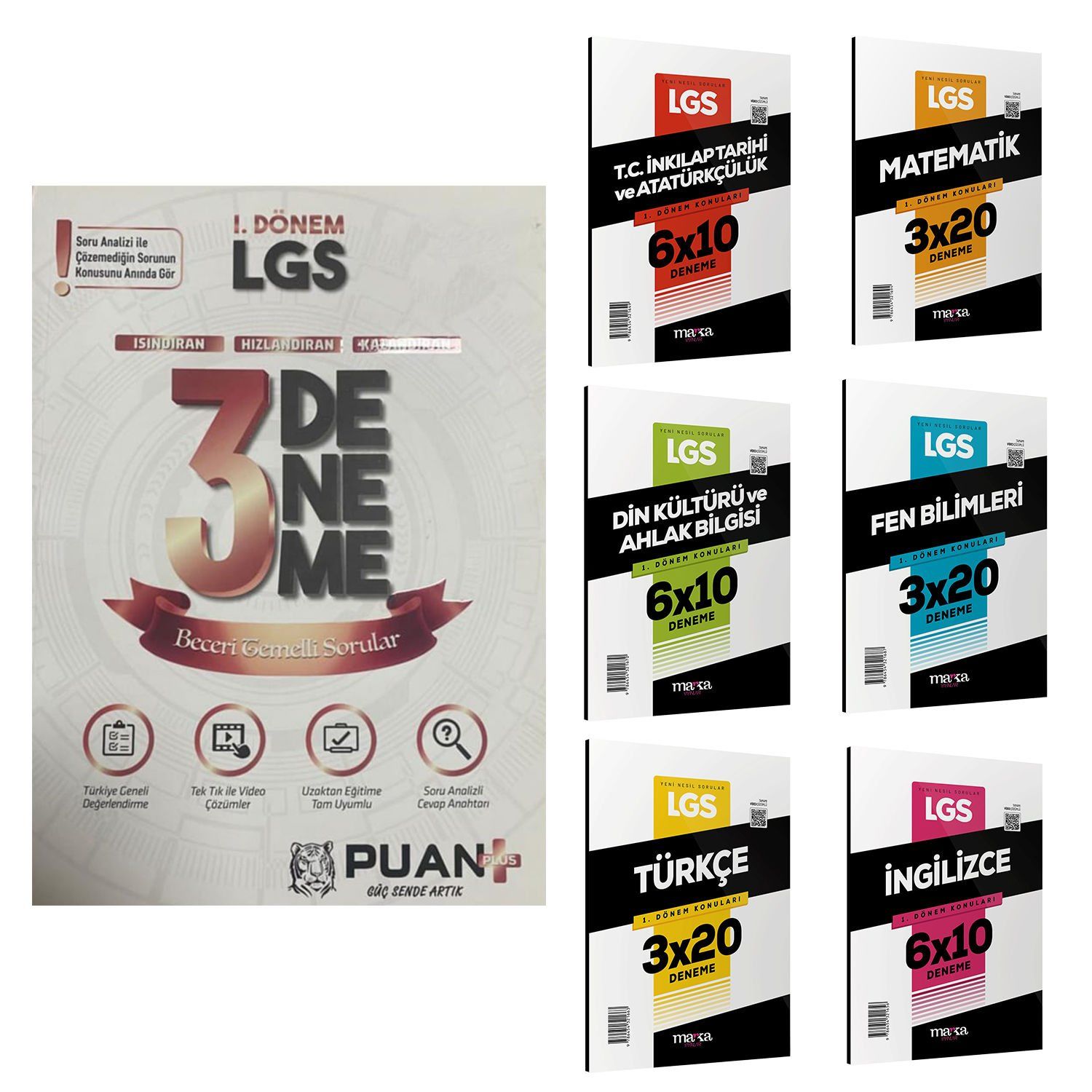 Marka Yayınları LGS 1. Dönem Deneme Seti ve Puan LGS 1. Dönem 3 Deneme 7 Kitap Set