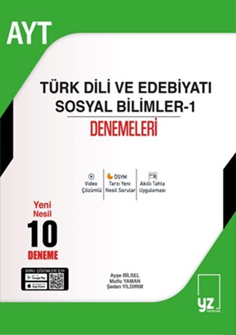 YZ Yayınları AYT Türk Dili ve Edebiyatı Sosyal Bilimler 1 10 Deneme Sınavı