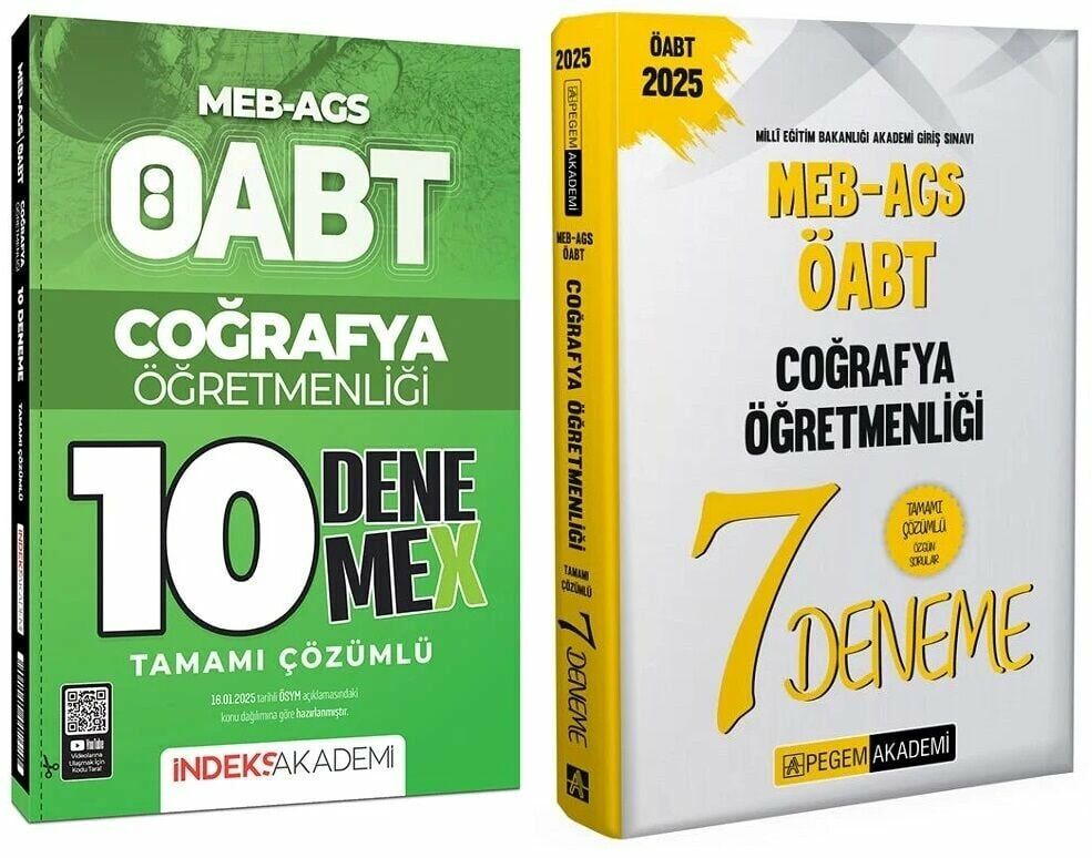 Pegem + İndeks 2025 ÖABT MEB-AGS Coğrafya 7+10 Deneme 2 li Set Pegem + İndeks Akademi Yayınları
