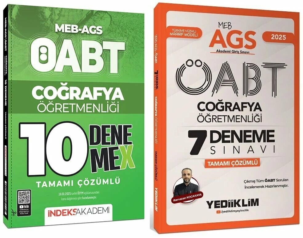 Yediiklim + İndeks 2025 ÖABT MEB-AGS Coğrafya Öğretmenliği 7+10 Deneme 2 li Set - Ramazan Kocakaya Yediiklim + İndeks Akademi Yayınları