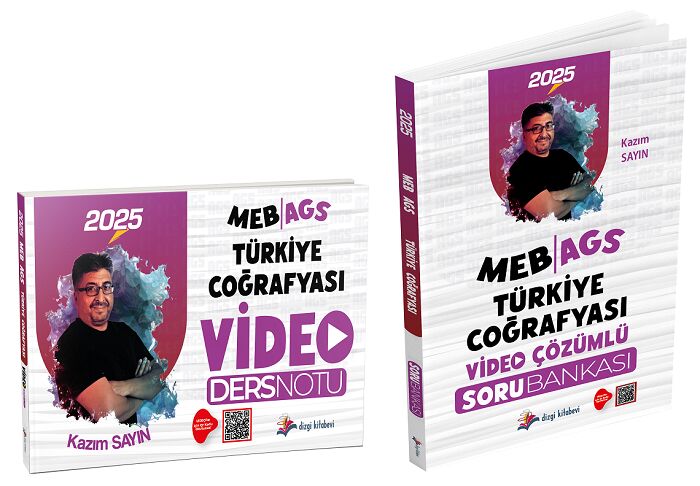 Dizgi Kitap 2025 MEB-AGS Türkiye Coğrafyası Video Ders Notu + Soru Bankası 2 li Set - Kazım Sayın