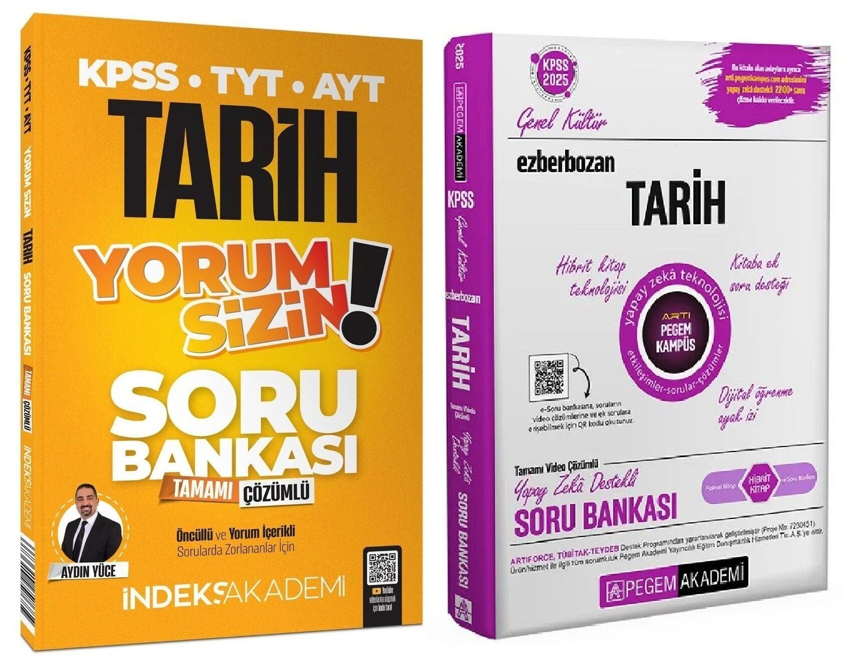 Pegem + İndeks 2025 KPSS Tarih Ezberbozan Yorum Sizin Soru Bankası 2 li Set Pegem + İndeks Akademi