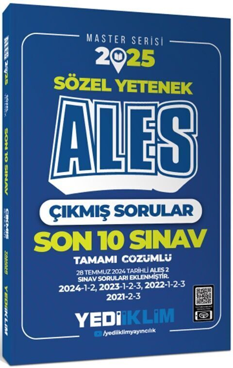 Yediiklim Yayınları 2025 ALES Sözel Yetenek Son 10 Sınav Tamamı Çözümlü Çıkmış Sorular