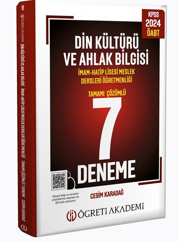 Öğreti 2024 KPSS ÖABT Din Kültürü ve Ahlak Bilgisi Tamamı Çözümlü 7 Deneme Öğreti Akademi