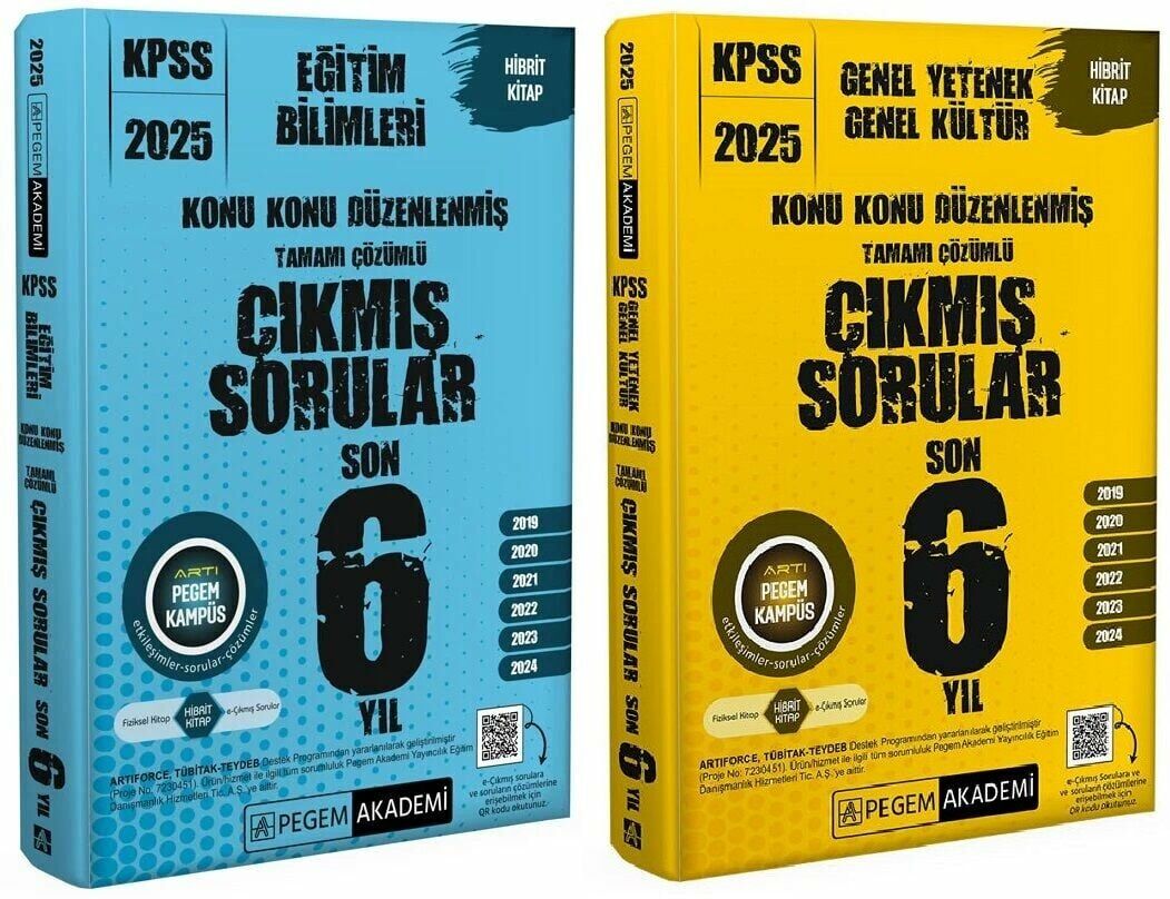 Pegem 2025 KPSS Eğitim Bilimleri + GYGK Çıkmış Sorular Son 6 Yıl Konu Konu 2 li Set Pegem Akademi